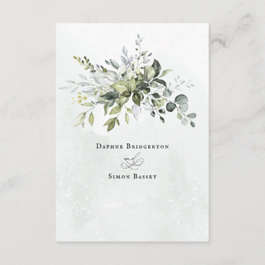 Details Greenery Minimalistische SkriptWedding Begleitkarte (Rückseite)