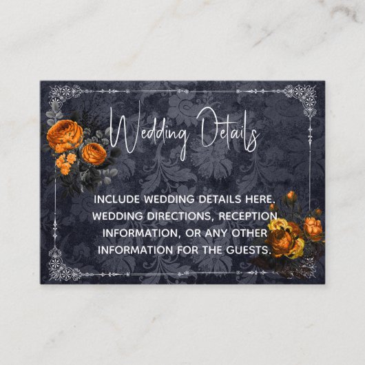 Details Halloween Wedding Orange Rose Begleitkarte (Vorderseite)
