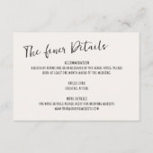 Details handgeschriebener Hochzeiten Begleitkarte (Vorderseite)