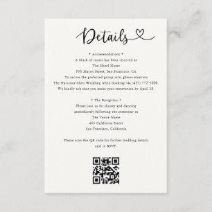 Details Herz QR Code RSVP Hochzeit Beilagekarte Begleitkarte