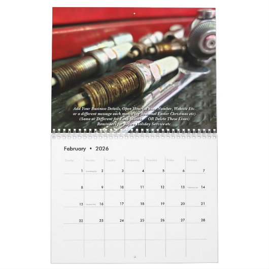 Details hinzufügen - Auto-Reparaturgeschäft 20xx Kalender (Feb 2026)