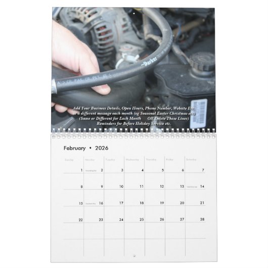 Details hinzufügen - Auto reparieren Business 20xx Kalender (Feb 2026)