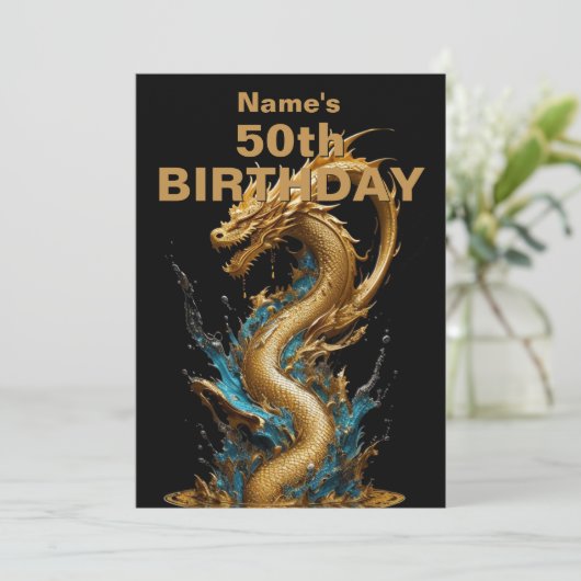 Details hinzufügen - Chinesischer Drache Geburtsta Einladung (Stehend Vorderseite)