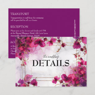 Details Hochzeit Fuchsia Verzauberung: Wasserfarbe Begleitkarte