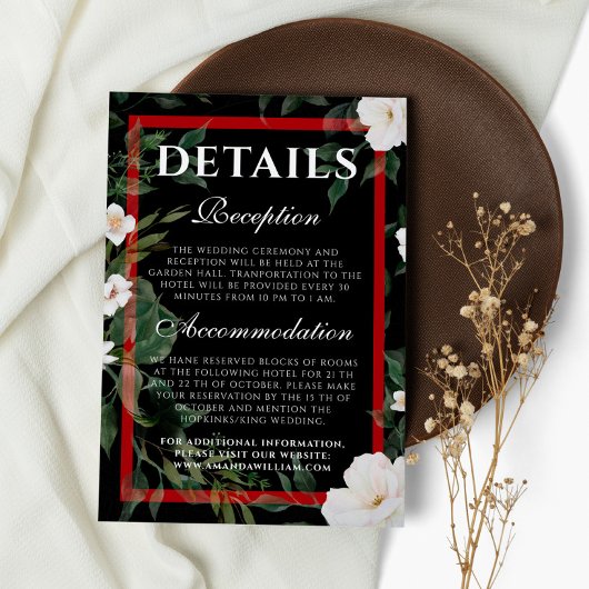 Details Hochzeiten Schwarz und Rot Elegant Weiße B Begleitkarte