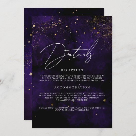 Details Hochzeitsdunkel Lila Zauberschwarz Einladung (Vorne/Hinten)