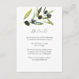 Details Hochzeitssaftkarte Wasserfarbenes Olive Begleitkarte