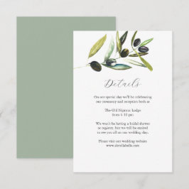 Details Hochzeitssaftkarte Wasserfarbenes Olive Begleitkarte