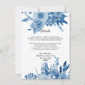 Details Hotelzimmer Unterkunft Blau in Weiß Blumen Einladung (Vorderseite)