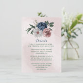 Details in pink-blau-weißem Blumengrün Begleitkarte (Stehend Vorderseite)