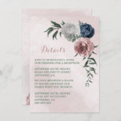 Details in pink-blau-weißem Blumengrün Begleitkarte (Vorne/Hinten)