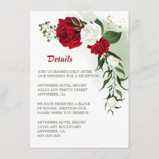 Details in Rot-Weiß-Blumengrün Begleitkarte (Vorderseite)
