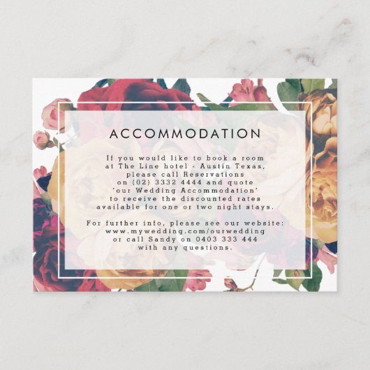 Details INFO Boho Floral Moderne Hochzeit Begleitkarte (Vorderseite)