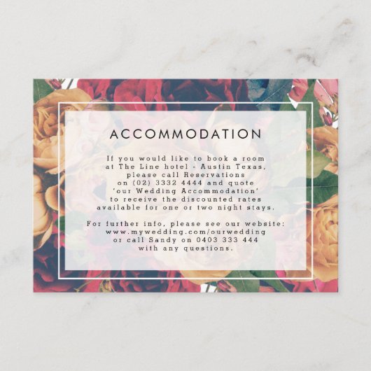 Details INFO Boho Floral Moderne Hochzeit Begleitkarte (Vorderseite)