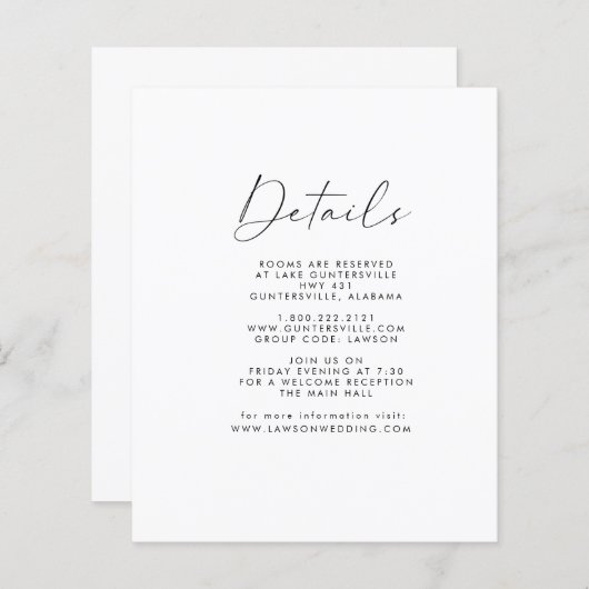 Details-Karte (Vorne/Hinten)