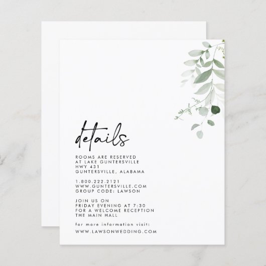 Details-Karte (Vorne/Hinten)