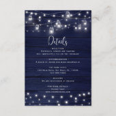 Details-Karte der Rustikalen Navy-Holz-Mason-Jars- Begleitkarte (Vorderseite)