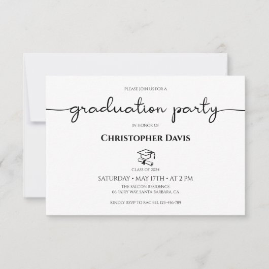 Details-Karte für den Absolventen, Mini-Abschluss Einladung (Vorderseite)