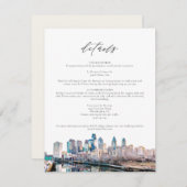 Details-Karte für die Aquarellfarben-Philadelphia- Einladung (Vorne/Hinten)