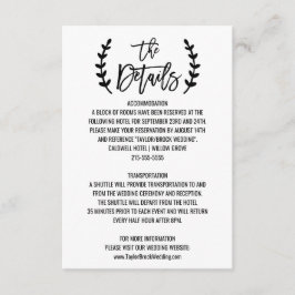 Details-Karte für die schicken weißen schwarzen Ol Begleitkarte