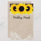 Details-Karte für Sonnenblumen (Vorne/Hinten)