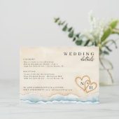 Details-Karte für Strandhochzeiten mit Wasserfarbe Begleitkarte (Stehend Vorderseite)