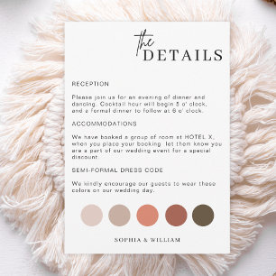 Details Karte Hochzeitskleidung, Farbpalette Detai