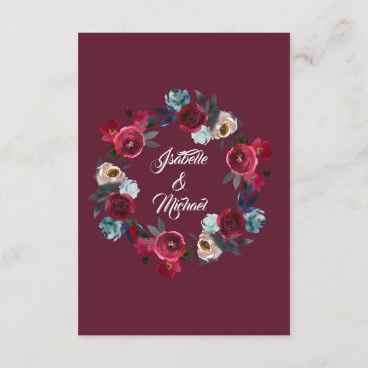 Details-Karte zum Burgundfall Wasserfarbenflorale Begleitkarte (Rückseite)