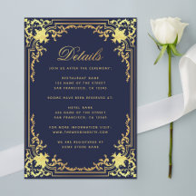 Details Navy Blue Elegante Verzierte Imitate Gold 