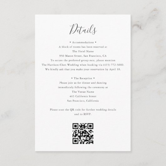 Details QR Code RSVP Wedding Begleitkarte (Vorderseite)