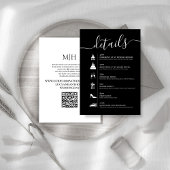 Details QR Code Schwarz und Weiß Hochzeitzeitvorga Begleitkarte