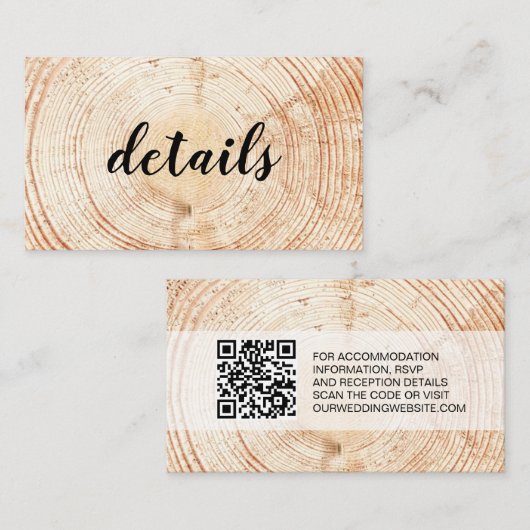 Details QR-Code Vorlage Rustikale Hochzeit Holzstr (Vorne/Hinten)