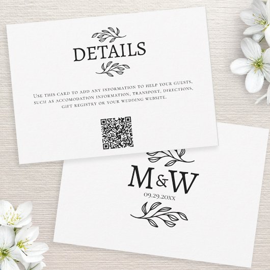 Details QR-Karte zu den Initialen für das Hochzeit RSVP Karte