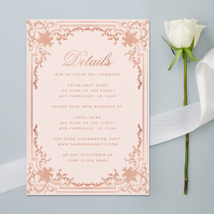 Details Rosen-Gold Rouge Elegante Vintage Hochzeit Begleitkarte