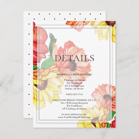 DETAILS | Rotwein und Gelb Begleitkarte (Vorne/Hinten)