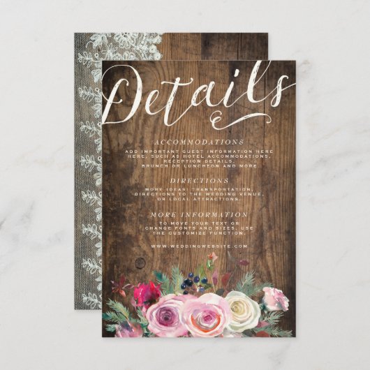 DETAILS | Rustikale Hochzeit aus Holz Begleitkarte (Vorne/Hinten)