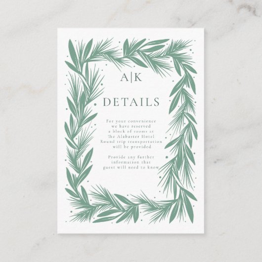 Details/Scannen, um die Grünen Winterkranzhochzeit Begleitkarte (Rückseite)