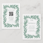 Details/Scannen, um die Grünen Winterkranzhochzeit Begleitkarte (Vorne/Hinten)