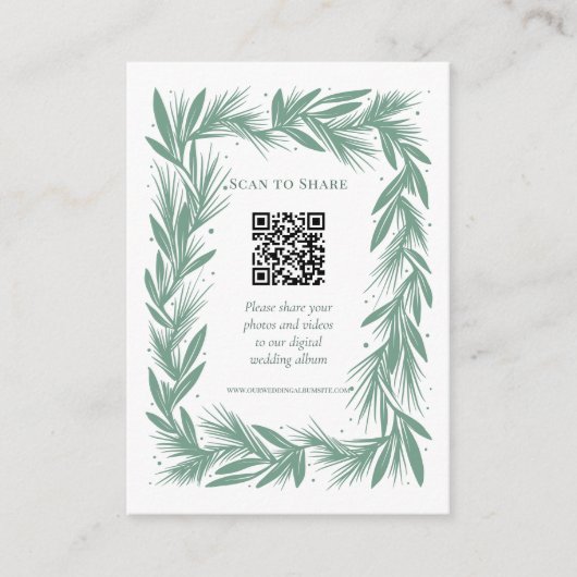 Details/Scannen, um die Grünen Winterkranzhochzeit Begleitkarte (Vorderseite)