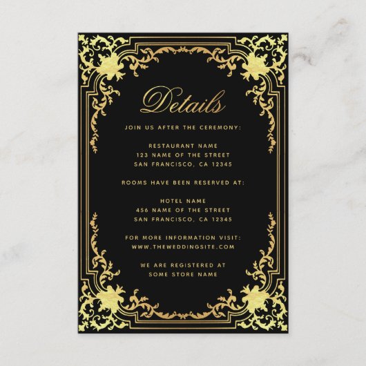 Details Schwarze Imitate Goldene Paradies Begleitkarte (Vorderseite)