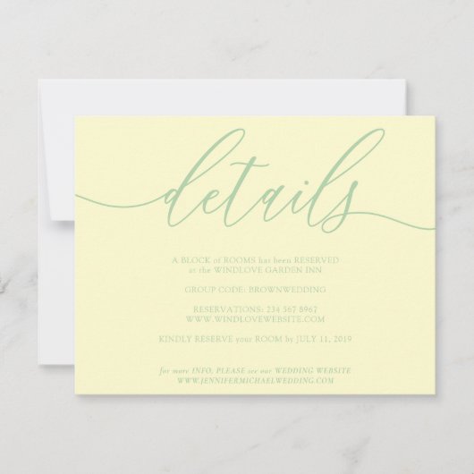 Details Signature Simple Pistachio & Cream RSVP Karte (Vorderseite)