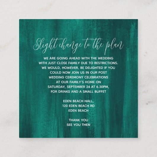 Details über Hochzeiten smaragdgrüne Kunsthandwerk Begleitkarte (Rückseite)