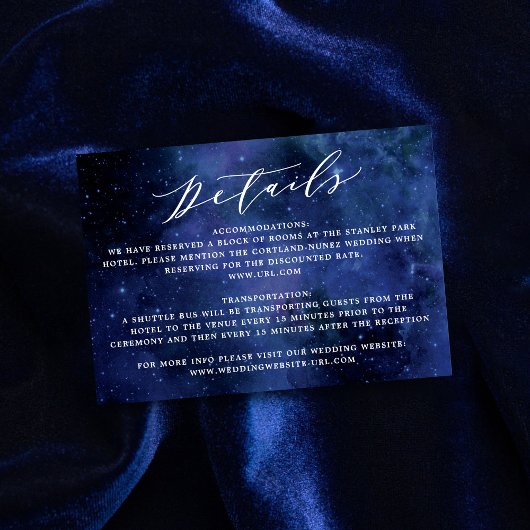 Details über Hochzeiten unter den Sternen Begleitkarte