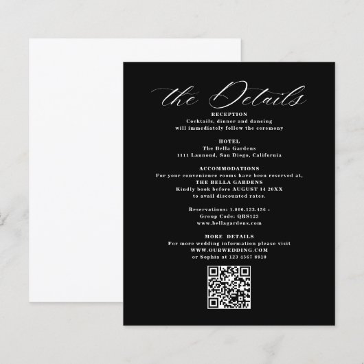 Details und QR-Code für Hochzeitskarten (Vorne/Hinten)