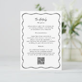Details Wavy Border QR Code Hochzeiten schwarz Begleitkarte (Stehend Vorderseite)