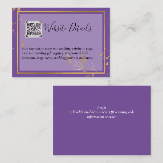DETAILS-Website zum Hochzeitstichtag QR CODE UAWG Begleitkarte (Vorne/Hinten)