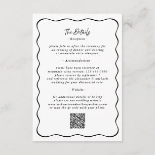 Details Wellige Rand QR-Code Hochzeit Schwarz Begleitkarte