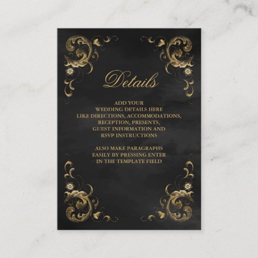 Details zu antiken Goldrahmen Begleitkarte (Vorderseite)