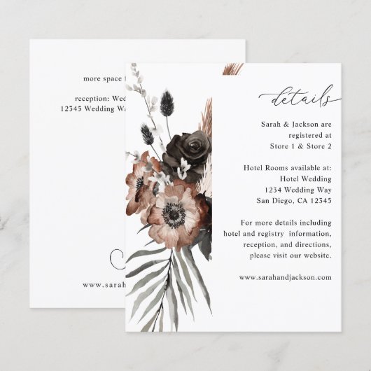 Details zu Black & Natural Floral Boho (Vorne/Hinten)
