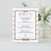 Details zu Blue & White Nautical Knot Wedding Begleitkarte (Stehend Vorderseite)
